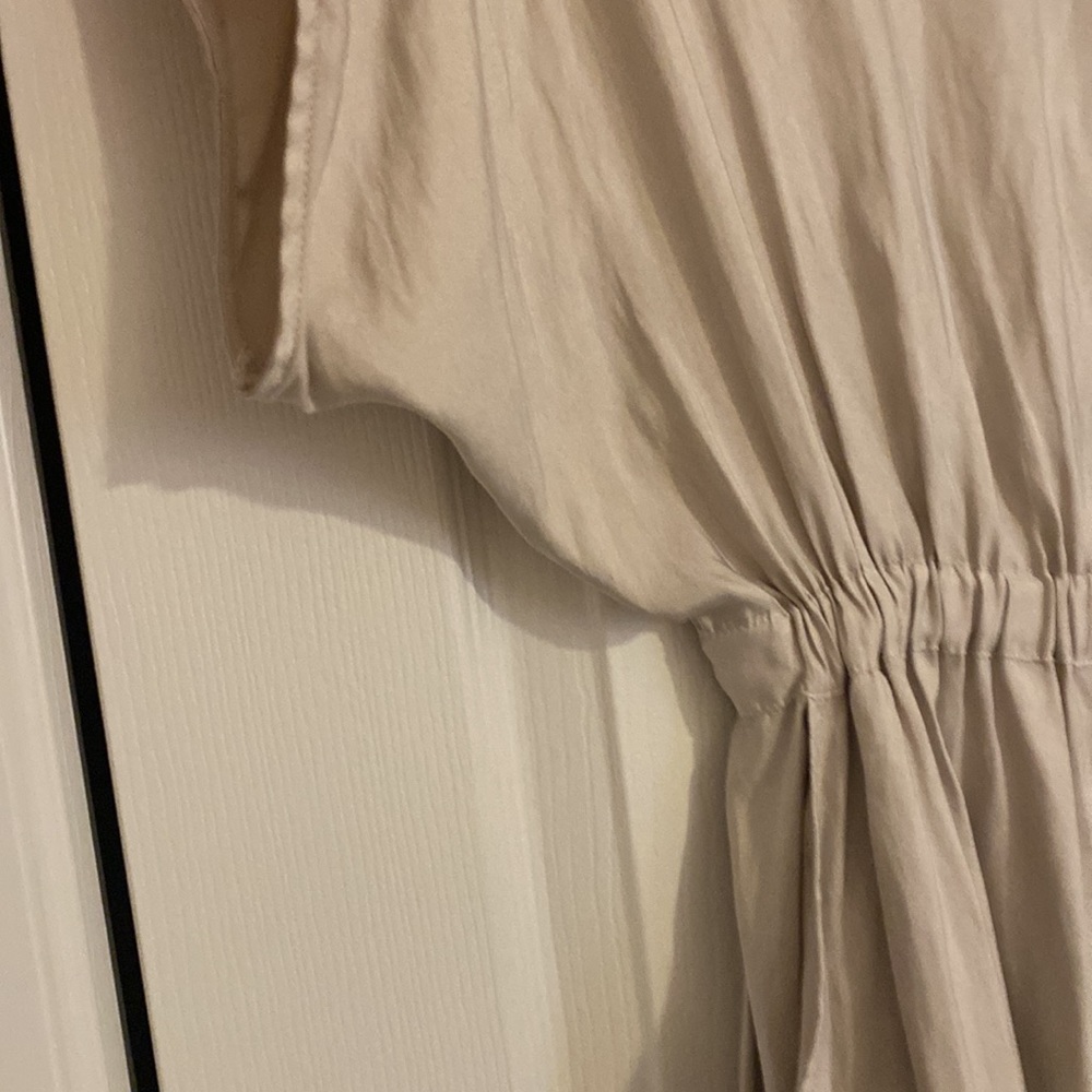 Brand New Express dress gray size xs silk fabric with silver accents pockets - Picture 3 of 8